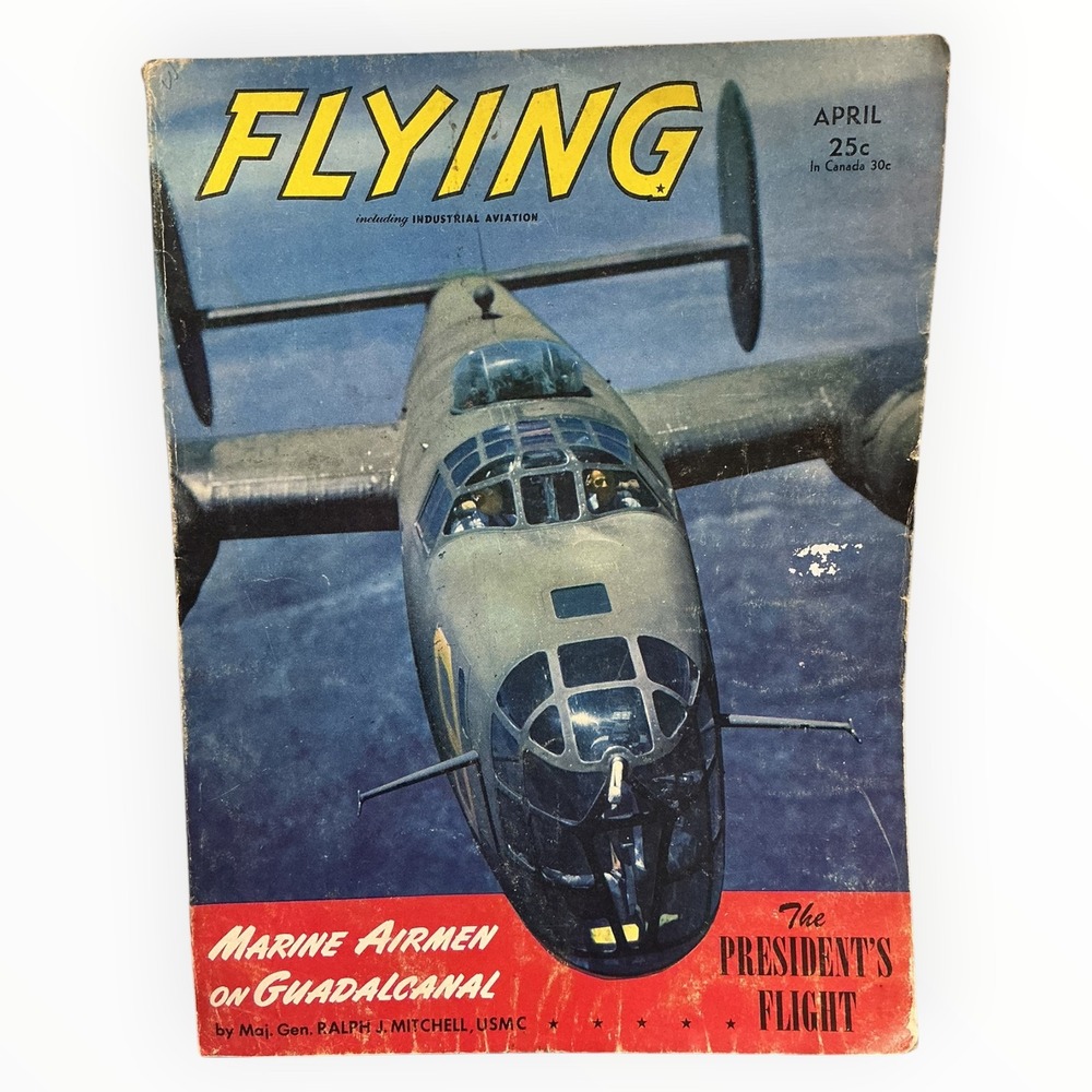 1943 Flying Magazine April WWII Guadalcanal Liberator Aviation USMC Lockheed